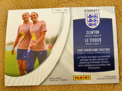 TARJETA COLECCIONABLE DE FÚTBOL FEMENINO 2025 GRACE CLINTON/MAYA LE TISSIER TWOGETHER - Imagen 2 de 2