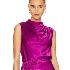 RAILS Kaleen Satin Sleeveless Top In Fuschia Radiance size Extra Small XS