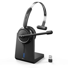 Wireless Headset 5.2 for Call Center, Bluetooth Headphones with Mic for Black