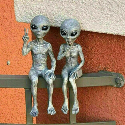 Garden Outer Space Alien Statue Resin Figurine Ornaments Decoration Gift - 第 7/13 張圖片