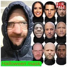 Full Face Mask Halloween Cosplay Party Balaclava Celebrity Face Mesh Elastic