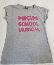 Disney Girls High School Musical Top Size L 12-14 T-Shirt Gray Pink S/S