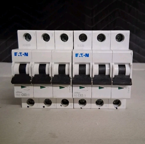 LOT OF 2 EATON FAZ-C63/3 CIRCUT BREAKER (KB)