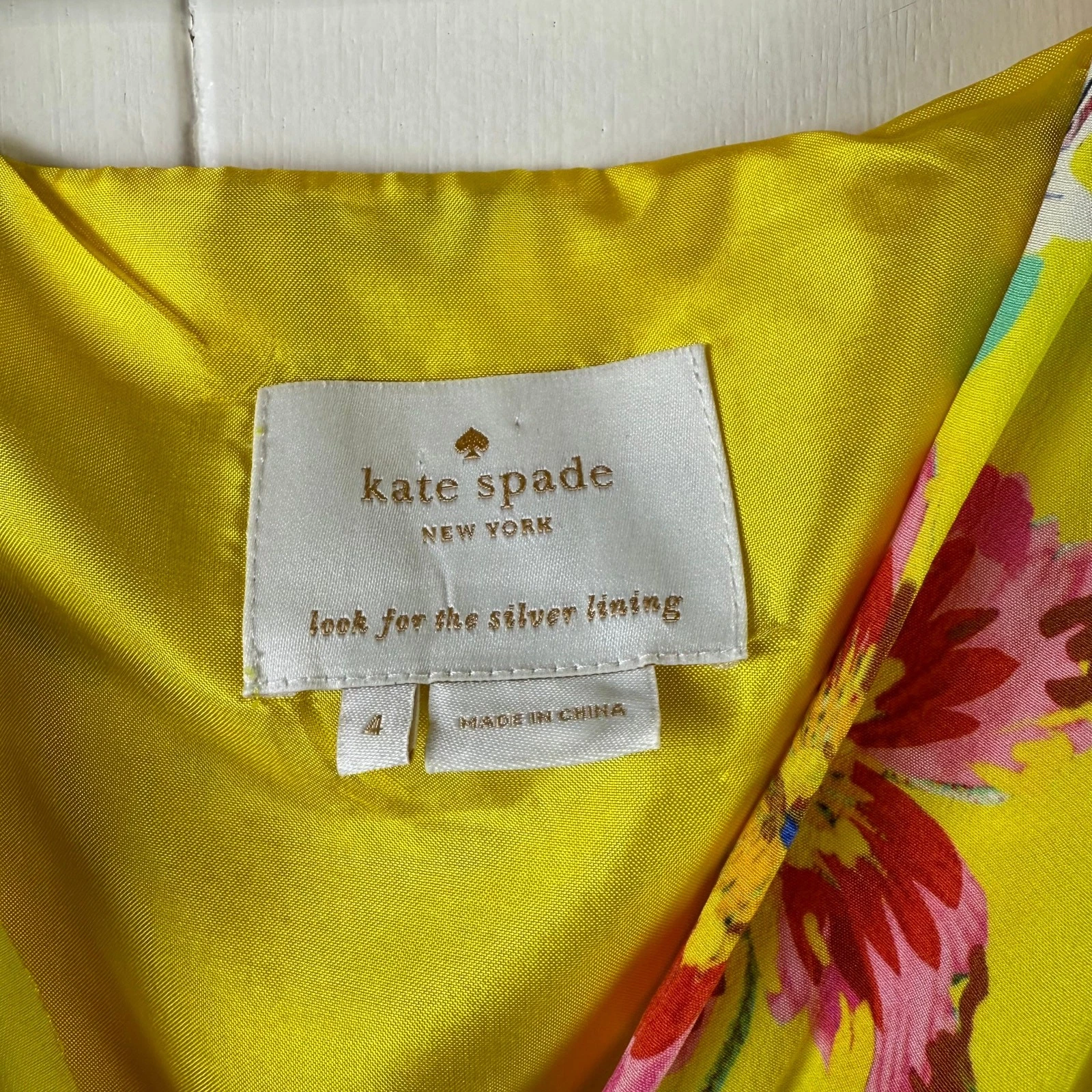 Abito KATE SPADE Cathleen giallo floreale in seta taglia 4