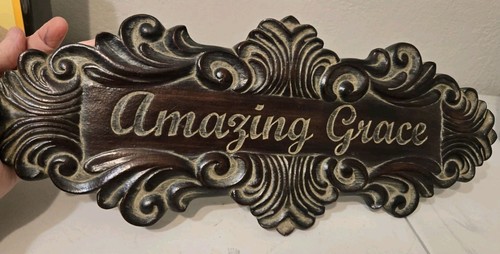 Picture Plaque AMAZING GRACE Wood/Resin Sign Home Decor - Picture 2 of 8