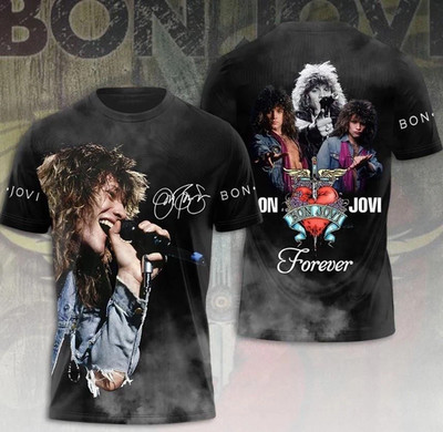 Bon Jovi Band Forever Tour 3D T Shirt Full Size S-5XL