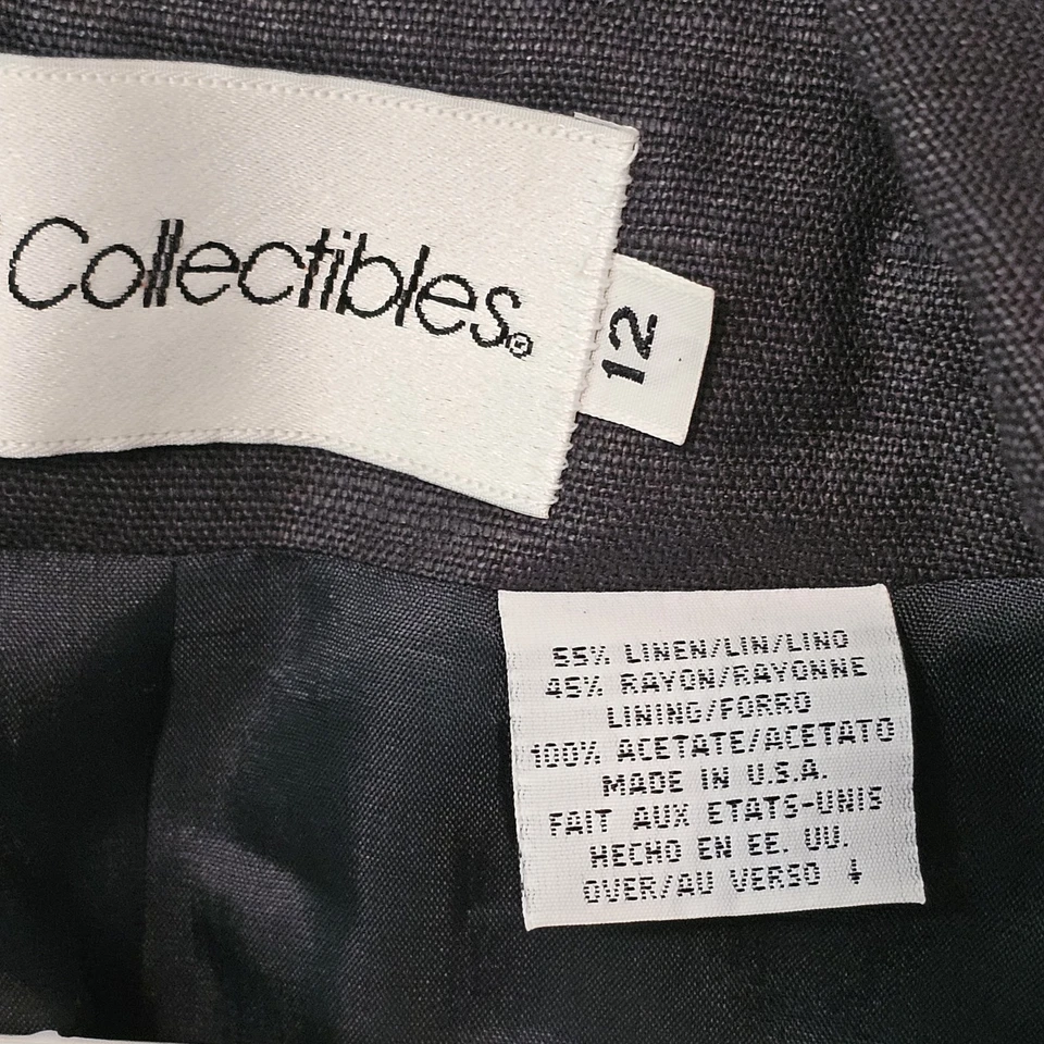 Blazer de Colección JH Coleccionables Doble Pecho Lino Negro Mujer Talla 12 Manga Corta Nuevo con Etiquetas Foto 2 de 4