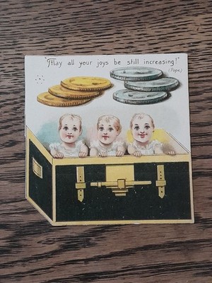 Schöne originale kleine Grußkarte Neujahr viktorianisch 