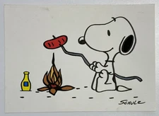 Charles M. Schulz (Handmade) Drawing On Old Paper Signed & Stamped, Vtg art