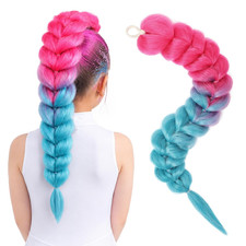 Purple Braiding Hair Ponytail 24 Inch Extra Long Synthetic Hair Extensions for