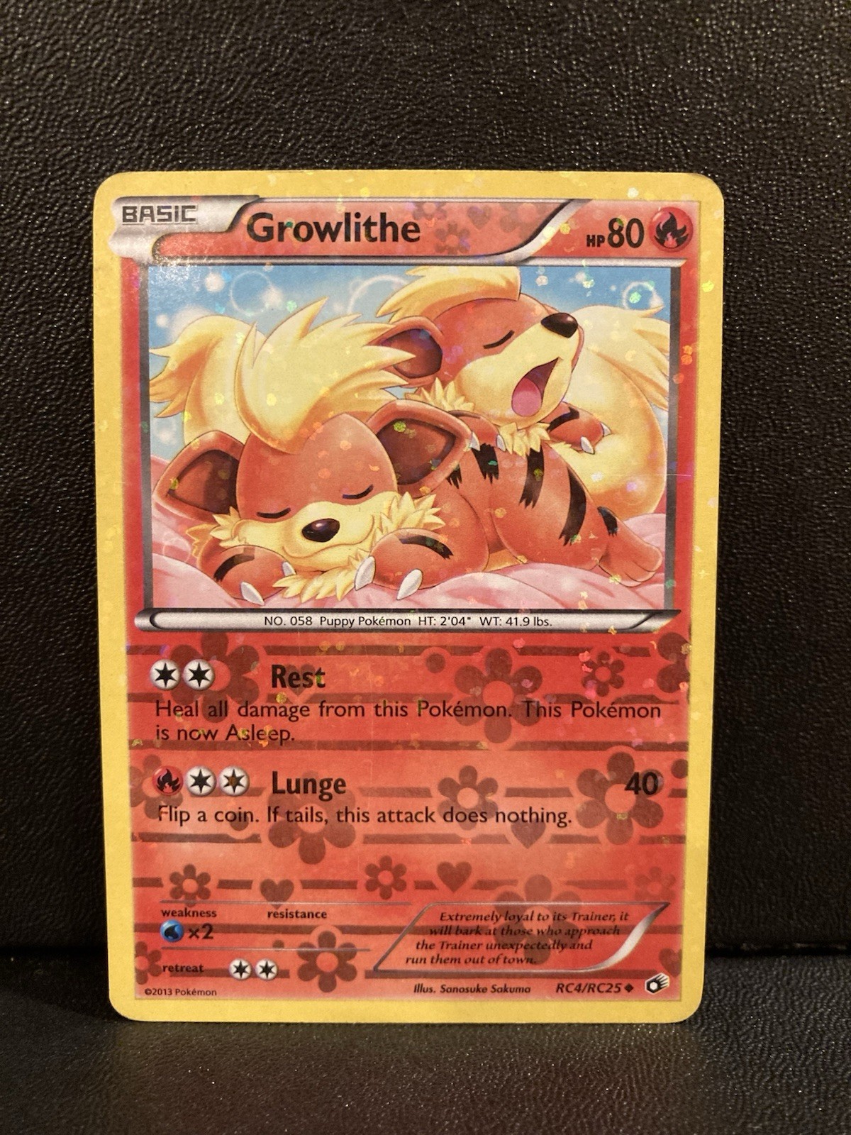 Pokémon Growlithe Card RC4/RC25 Holo Legendary Treasures Radiant Collection MP
