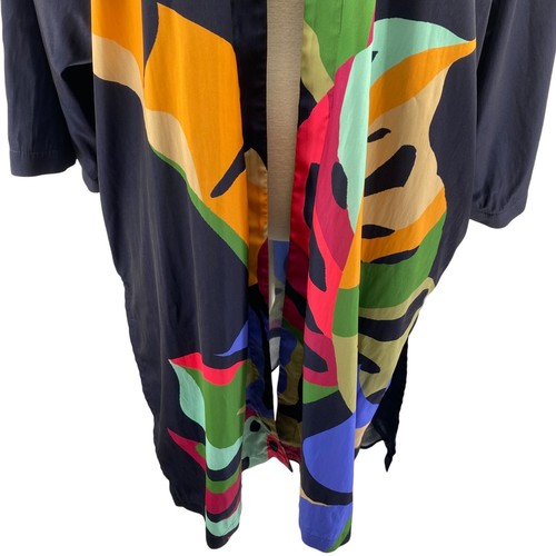 Chicos Wild Palm Long Kimono size L/XL navy blue NEW tropical cruise beach - Picture 4 of 9