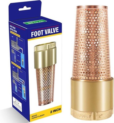 2'' No-Lead Brass Foot Valve One-Way Spring Check Valve w/ Strainer for Irrigatio