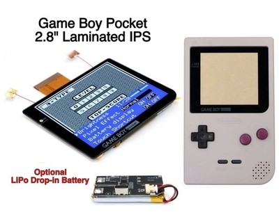 Game Boy Pocket Laminated 2.8'' IPS Kit  + Shell & USB-C LiPo Battery Gameboy GBP