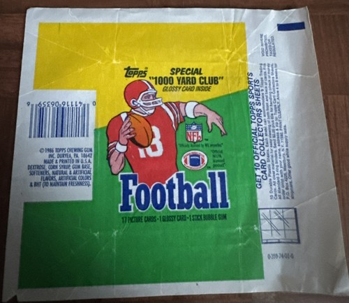 1986 Topps Football NFL Empty Wax Wrapper GET EVERY 4TH FREE