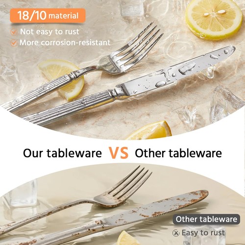 Silverware Set for 8, 18/10 Stainless Steel Flatware Set Cutlery Set with Rom... - Picture 4 of 9