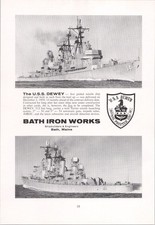 Anuncio impreso Bath Iron Works 1960 USS Dewey barco de misiles guiados de la Marina de los Estados Unidos