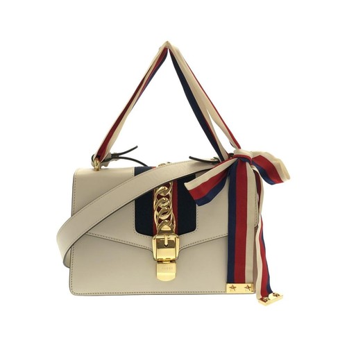 Gucci Sylvie Shoulder Bag 26cm Leather Off White Used