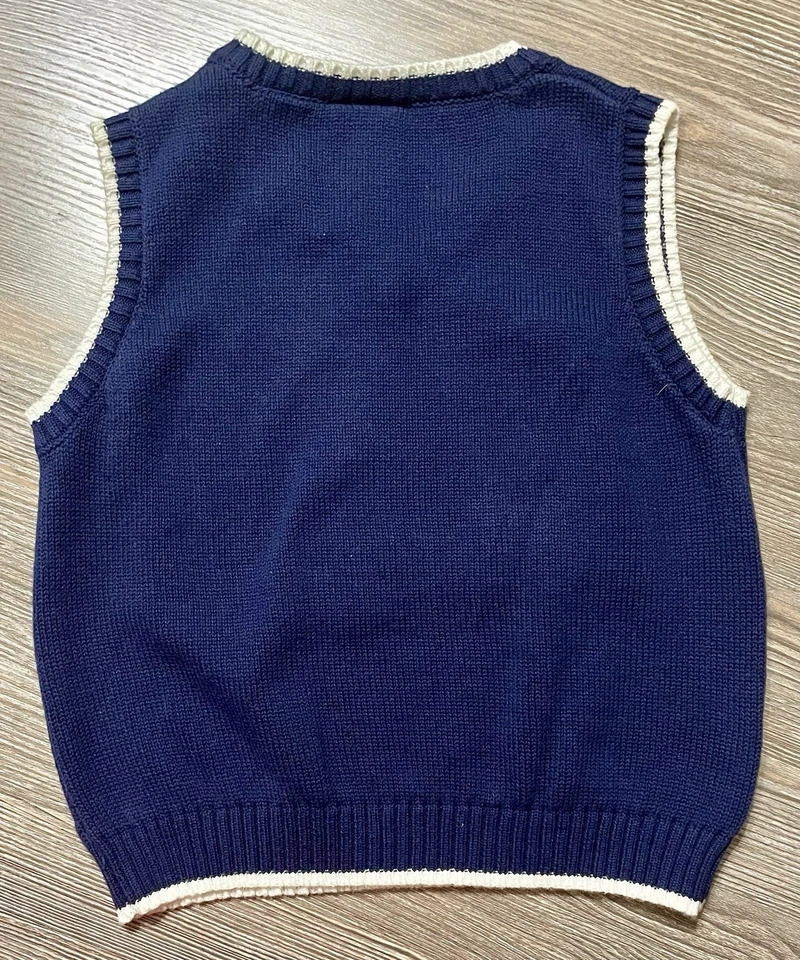 *USADO EN EXCELENTE ESTADO* IZOD Azul Navidad Felices Fiestas Árbol Granja Camión Suéter Chaleco, 3T Niños Foto 4 de 4