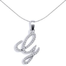 9ct White Gold Jewelco London Diamond Calligraphy Initial Pendant Letter G