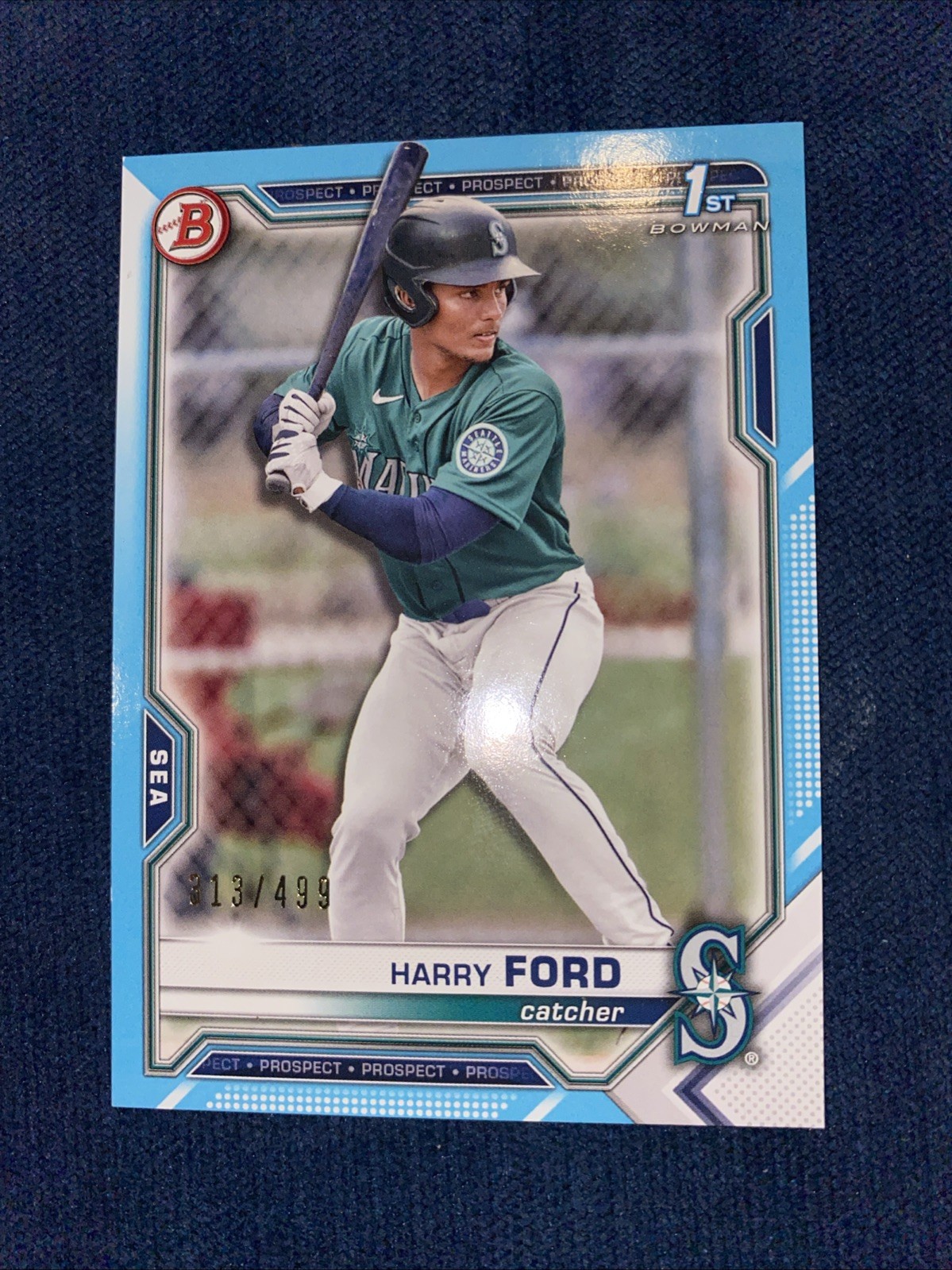 Harry Ford 2021 Bowman Draft Sky Blue Paper Parallel /499 Seattle Mariners