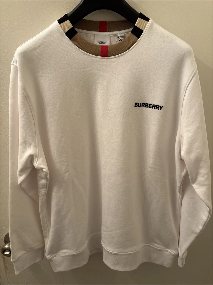 Suéter de algodón a rayas Burberry Jarrad Icon cuello redondo para hombre talla XL Foto 2 de 4