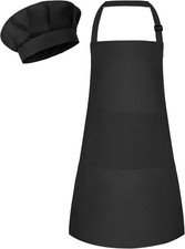 Kids Apron and Chef Hat Set Children Apron Adjustable with 2 Pockets Children Ch