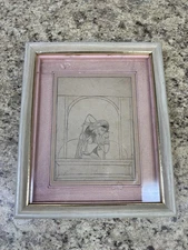 Ragini Purvi of Dipaka Raga drawing. Radna stretching her arms in longing f love