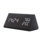  Modern Triangle LED Wooden Alarm Clock Classical Digital Sound Control Desk