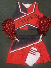 Youth Cheer Cheerleading 2 Pc Uniform Red/Black/White Size Small w/Extras