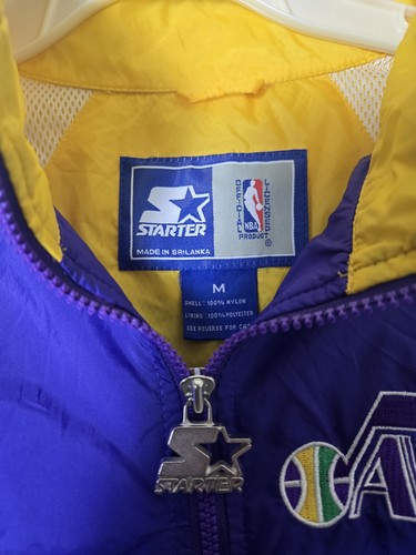 Vintage Starter Utah Jazz Zip Up Windbreaker Jacket Men's Size Medium - Picture 2 of 3