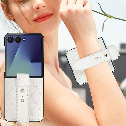 Funda de teléfono pulsera de cuero con patrón de rejilla abatible 7/6/5/4 para Samsung Galaxy Z - Imagen 45 de 70