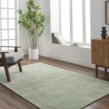 8x10 ft- Hand Tufted Viscose/Wool Area Rug in Solid Green Color Carpet 9x12 ft