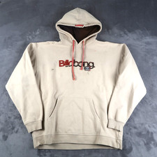 Vintage Y2K Billabong Hoodie Mens XL Beige Surf Skate Grunge Baggy Logo
