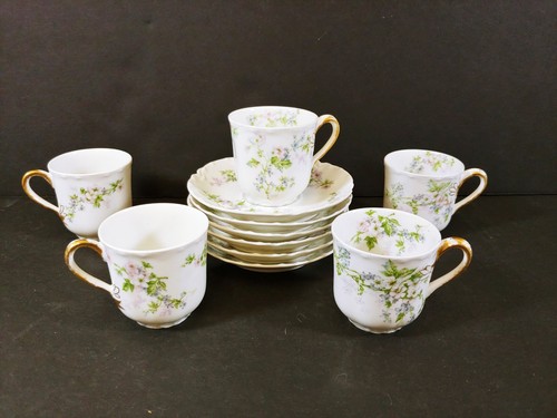 Limoges Haviland Dulin & Martin Lila Rose Tassen & Untertassen TEESERVICE  - Bild 1 von 7