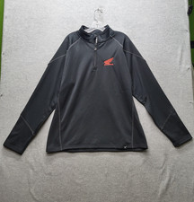Honda Men Sweatshirt XL Black Wing Logo Embroidery Fleece NWT