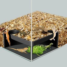 CPLIKE Aquarium Cave Hideout with Viewing Two Hole Corner Black Large