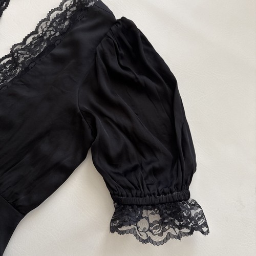 Olivaceous Lauren Nicole Women Dress Size L Black Satin Lace Whimsigoth Whichy - Picture 6 of 16