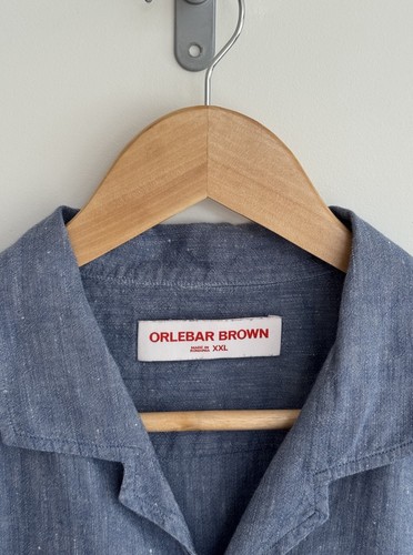 Orlebar Brown “Hibert” Short Sleeve Shirt Linen Blend Textured Blue XXL - Picture 3 of 14