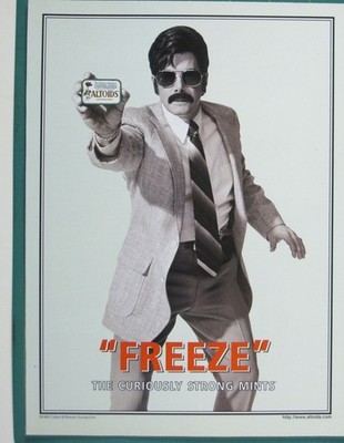Print Ad Altoids Freeze Wintergreen Curiously Strong Mints Man Sunglasses 1999