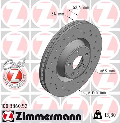 ZIMMERMANN 100.3360.52 Brake Disc for AUDI - Bild 2 von 3