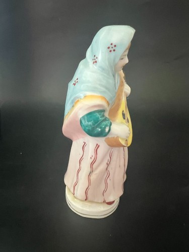 Japan Peasant Women Playing Mandolin Figurine 6" x 2-1/2" x 2-1/2" - Picture 2 of 6