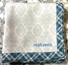 MAN HANDKERCHIEF COTTON VINTAGE POCKET CLASSIC SQUARE19" ART BLUE PLAID PAISLEYS