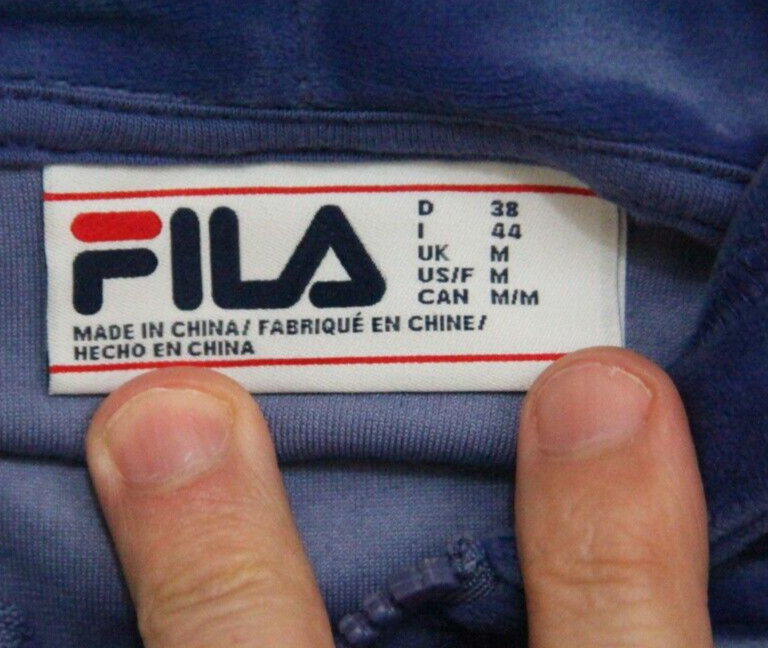 FILA Felpa donna blu velluto con cappuccio taglia media 1 2 zip pullover davanti WS190