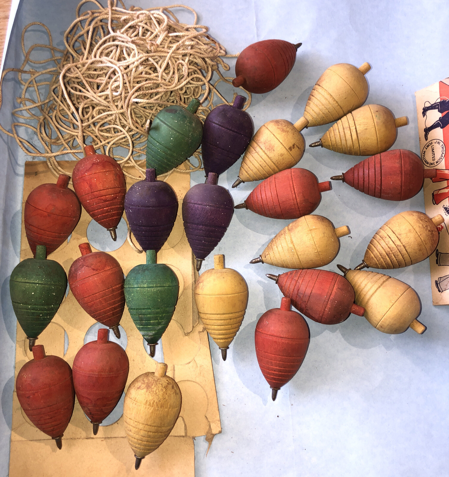 24Vintage “The Peerie” Wood Spinning Tops & Metal Tips, Cords, Store