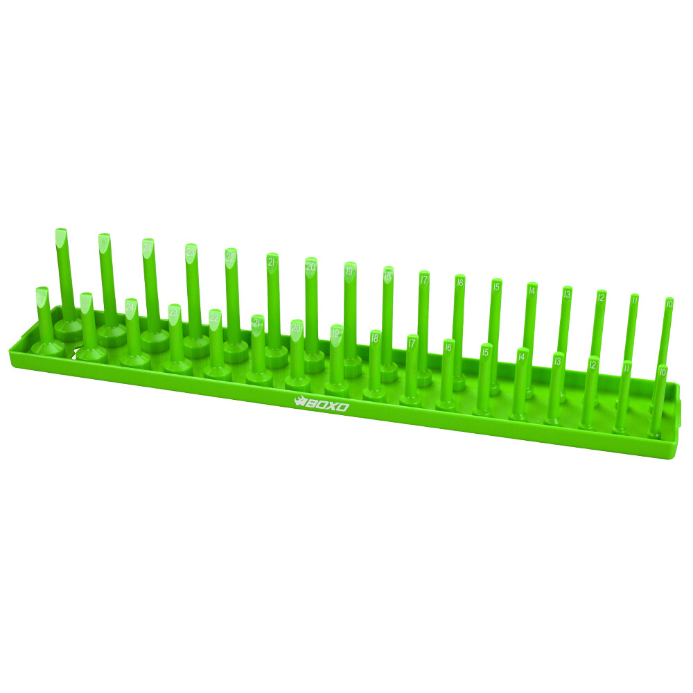 1/2"" Drive Socket Holder, Holds 34 Sockets Vertical with Size Numbers-Green