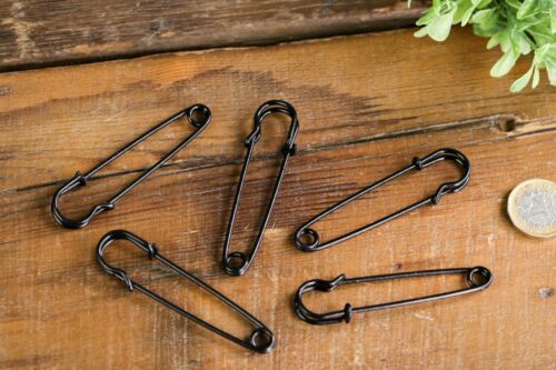 5 x Großer Schwarz Metall Kilt Pin Schal Brosche Sicherheit Stricken Stich Halter Stifte - Bild 2 von 9