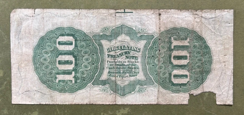 Confederate $100 Note T49, Criswell #347, December 2, 1862 - Image 2 of 2