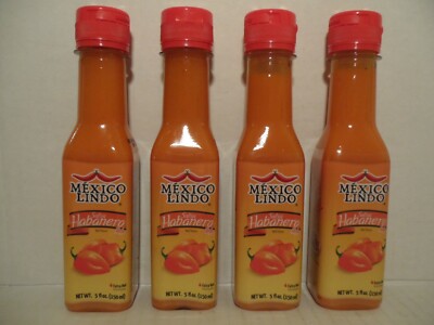 ~MEXICO LINDO CHILE HABANERO CHILLI PEPPER, SALSA HOT RED SAUCE (4 Pack)~
