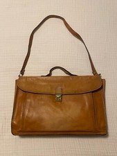 Vintage Italian Leather locking Briefcase. Soft sided, many pockets